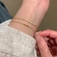 Vòng tay dây chuyền BRBRAA, Vòng tay bạc nhẹ hai lớp, Thời trang Hàn Quốc Màu bạc mịn Pulseras Mujer Quà tặng bé gái
