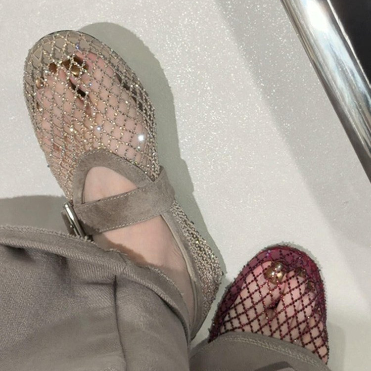 Mùa Hè Fishnet Thoáng Khí Dệt Mary Jane Giày Sandal Thời Trang Thoải Mái Mặc Bên Ngoài Chống Trơn Trượt Chống Mài Mòn Đế Bằng Giày Nhà Máy Giá Bán Buôn