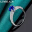 URMYLADY Bạc 925 Xanh Zircon Kích Thước 7-10 Nhẫn Nữ Tiệc Cưới Thời Trang Quyến Rũ Trang Sức