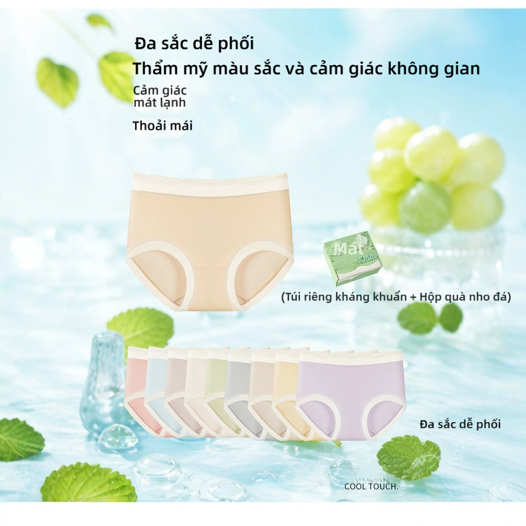 Quần lót nữ eo trung màu trơn liền khối co giãn cao thoáng khí mát êm bộ quà tặng