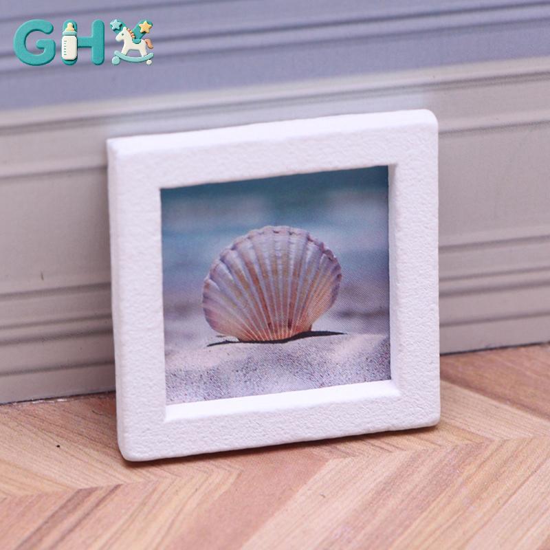 GHX 1 Bộ 1: 12 Nhà Búp Bê Thu Nhỏ Mùa Hè Bãi Biển Khung Ảnh Phong Cảnh Bức Tranh Tường Trang Trí Mô Hình Trang Trí Đồ Chơi Nhà Búp Bê Phụ Kiện VN