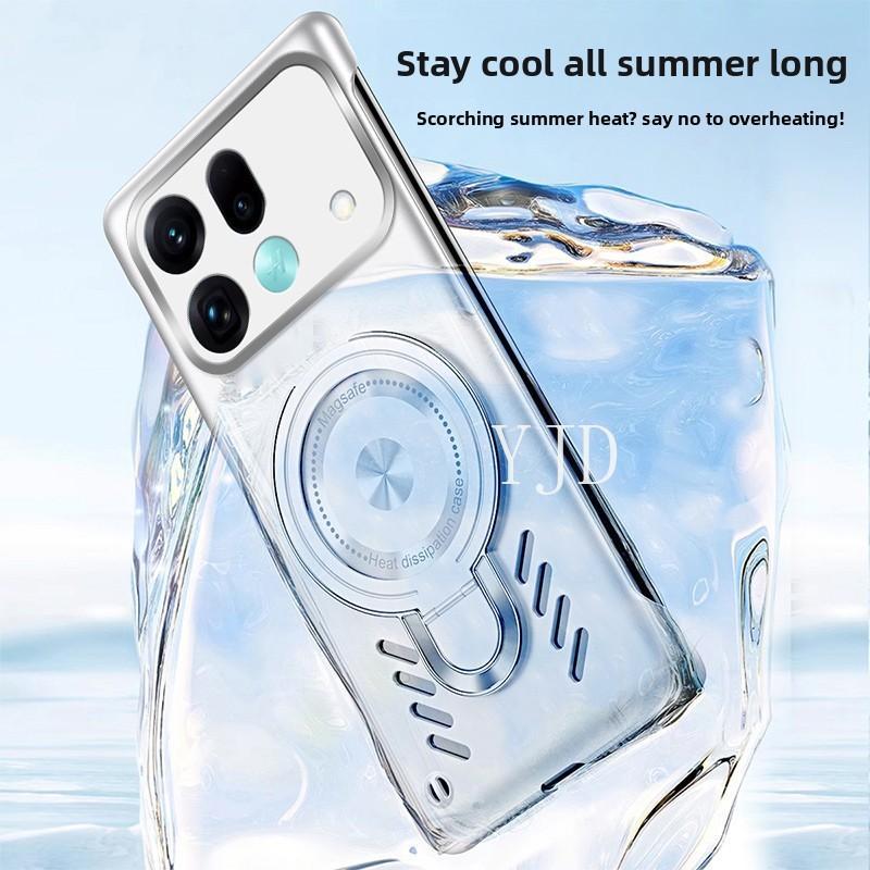 YJD Ốp Lưng Cho OPPO Find X9S X9 Pro Tản Nhiệt Xoay Chân Đế Thu Hút Từ Tính Không Có Vân Tay Vỏ Điện Thoại Chống Rơi
