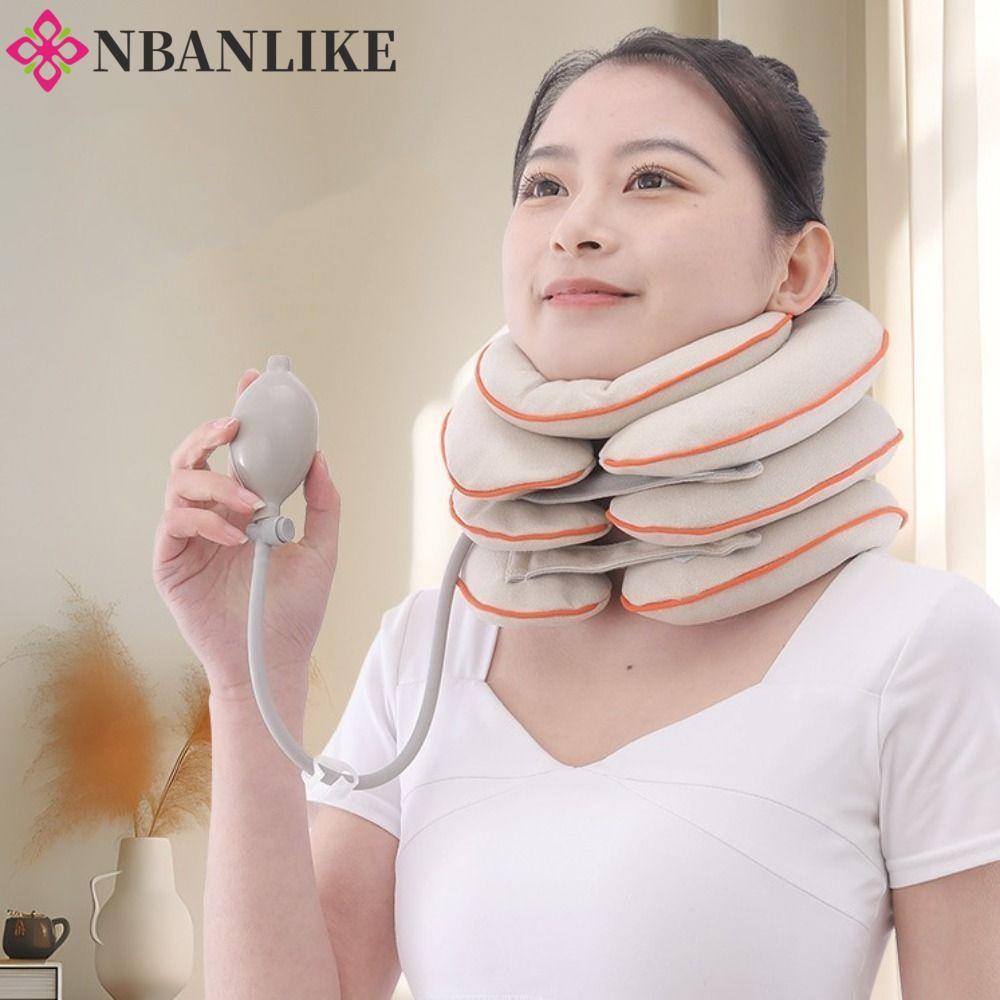 Thiết bị kéo cổ tử cung NBANLIKE, Gối massage cổ 4 lớp có thể điều chỉnh, Hỗ trợ cổ áo Chỉnh hình Massage Air Bơm hơi Thư giãn cổ cho xương sống