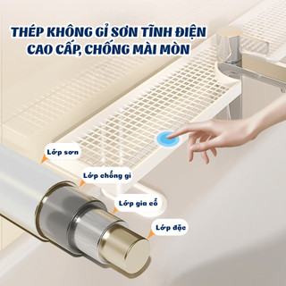 Kệ Để Đồ Bồn Rửa Mặt Lavabo Rãnh Chữ U Đa Năng, Kệ Nhà Tắm Thép Chống Gỉ Dán Tường Tiện Lợi