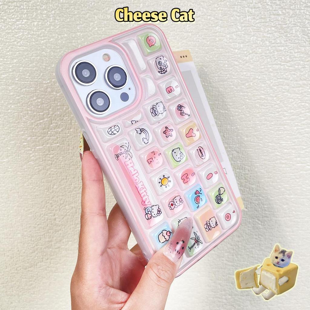 Ốp điện thoại bàn phím 3D Summer Kitty cho iPhone 11 14 13 15 12 16 17 Pro Max Giảm Căng Thẳng