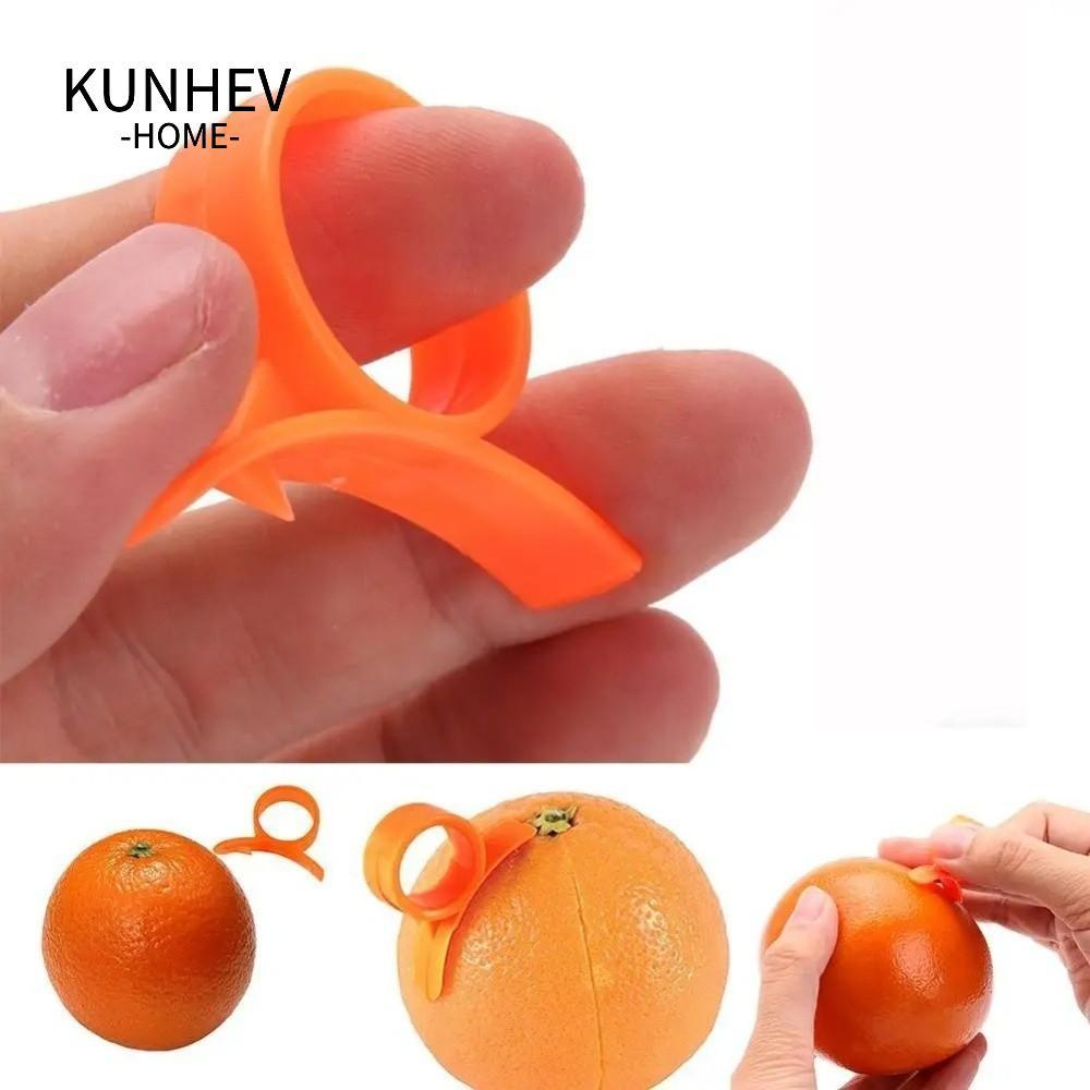 KUNHEV 2 chiếc Dụng cụ gọt vỏ cam quýt, Dụng cụ gọt vỏ ngón tay tiện lợi loại nhẫn, Dụng cụ thoát y đa chức năng Thiết bị mở máy cắt trái cây thực tế Chuẩn bị nấu ăn