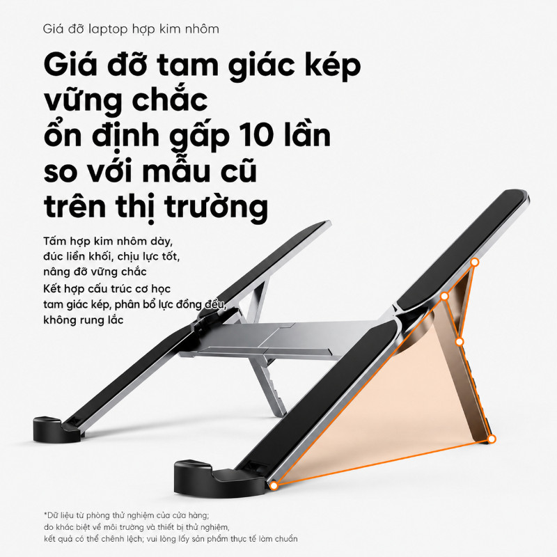 Giá Đỡ Laptop Hợp Kim Nhôm, Gấp Gọn, 6 Mức Điều Chỉnh Độ Cao, Chống Trơn Trượt, Máy 10-17 Inch