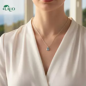 Springevenstar Trang sức chuỗi xương đòn cao cấp Aquamarine Nelace tinh tế dành cho nữ cho mùa hè và các bữa tiệc Springevenstar