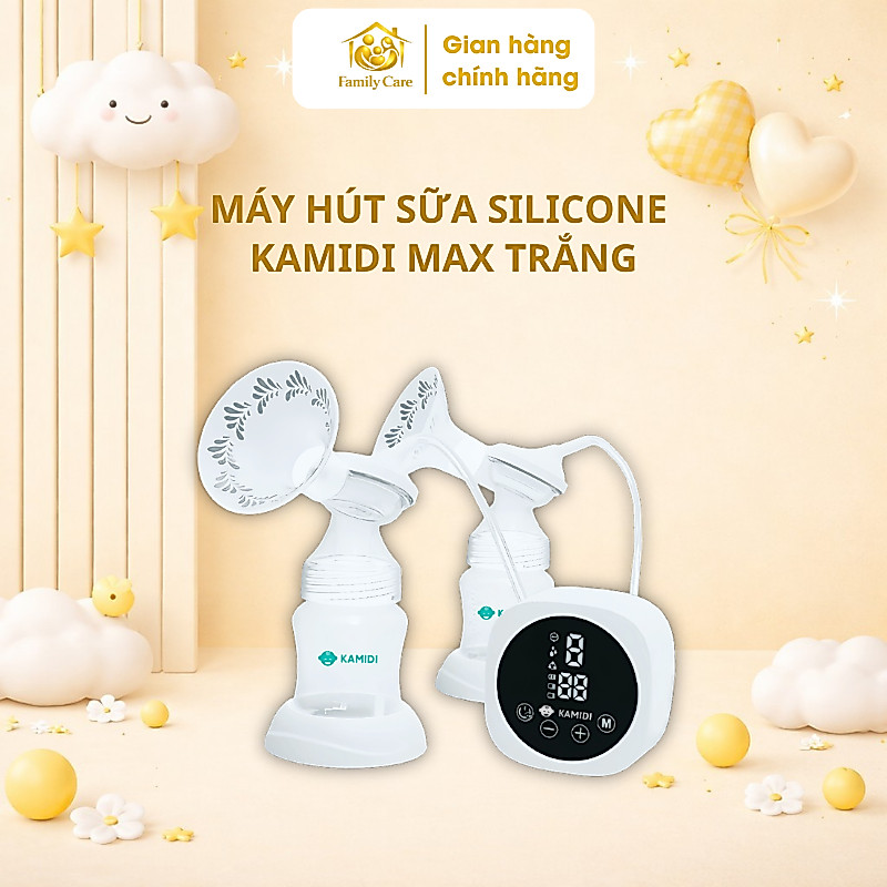 Máy hút sữa điện đôi Silicone Kamidi Max Trắng hỗ trợ mẹ an toàn dung tích 150ml – FamilyCare Store