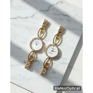 Đồng Hồ Nữ Sunrise Sapphire Chính Hãng - Dáng Lắc Tay Oval Đính Đá Sang Trọng Cao Cấp HaNoiOptical