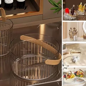 MARGREDY Xô đá sang trọng nhẹ, Nước giải khát Bia Xô rượu vang đỏ Xô dã ngoại Xô đựng đồ uống trong suốt, Trà trái cây Xô đá phong cách Ins có tay cầm Giỏ di động dã ngoại