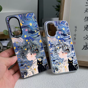 Dành cho Redmi Turbo 5 Max / 4 Pro / POCO X8 Pro X7 X6 F8 F7 “Starry Sky Cat Boy ” Ốp điện thoại viền mềm lưng cứng / Note 15 Pro Mi 15T 14T K90 Pro Redmi chống sốc