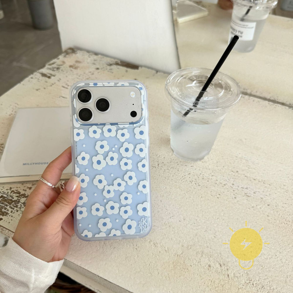 Phone Case For iPhone 17 Pro Max 16 15 TPU Transparent Flower Aesthetic Korean Cute