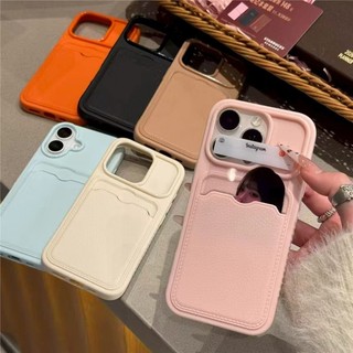 Ốp Điện Thoại Da PU TPU Tối Giản Cho iPhone 11 12 13 14 15 16 17 Pro Max Có Khe Cắm Thẻ Ốp Lưng