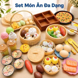 Set Đồ Ăn Nhà Bếp KidToys 88 Món - Bộ Thực Phẩm Mô Phỏng Cho Bé Chơi Nấu Ăn