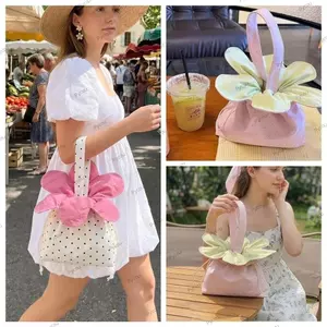 Túi dây rút hoa PYCOU, Túi xô hoa Polyester di động, Dây rút đóng túi đeo tay nhẹ Mua sắm