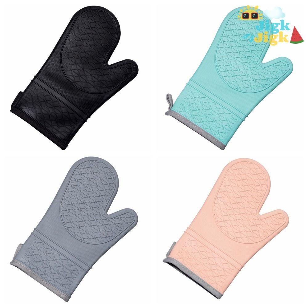 Găng tay lò nướng JIGK, Găng tay chịu nhiệt lót bông silicon, Găng tay làm bánh bền chống trượt tổ ong chuyên nghiệp dành cho gia đình