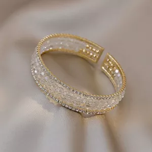 Kim Cương Trắng Pha Lê Đính Hạt Mở Vòng Tay Có Thể Điều Chỉnh ins Phong Cách Thoáng Mát Niche Thiết Kế Ánh Sáng Sang Trọng Vòng Tay Phong Cách Mới 2026-6-8