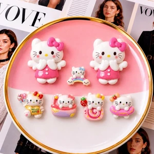 Set Charm Hello Kitty Thiên Thần Hồng Pastel Kawaii Dễ Thương Charm Resin Trang Trí Dép