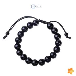 Vòng tay chăm sóc sức khỏe bằng đá Obsidian tròn thời trang Vòng tay giảm cân chăm sóc sức khỏe mới