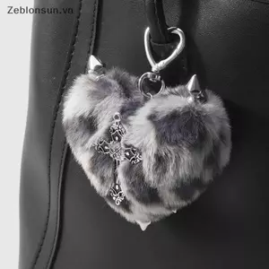 # HB # Punk Trang Sức Da Báo In Đinh Tán Chữ Thập Móc Khóa Goth Mát GRenge Ro Sang Trọng Túi Trái Tim Mặt Dây Chuyền Phụ Kiện Trang Trí Quà Tặng.