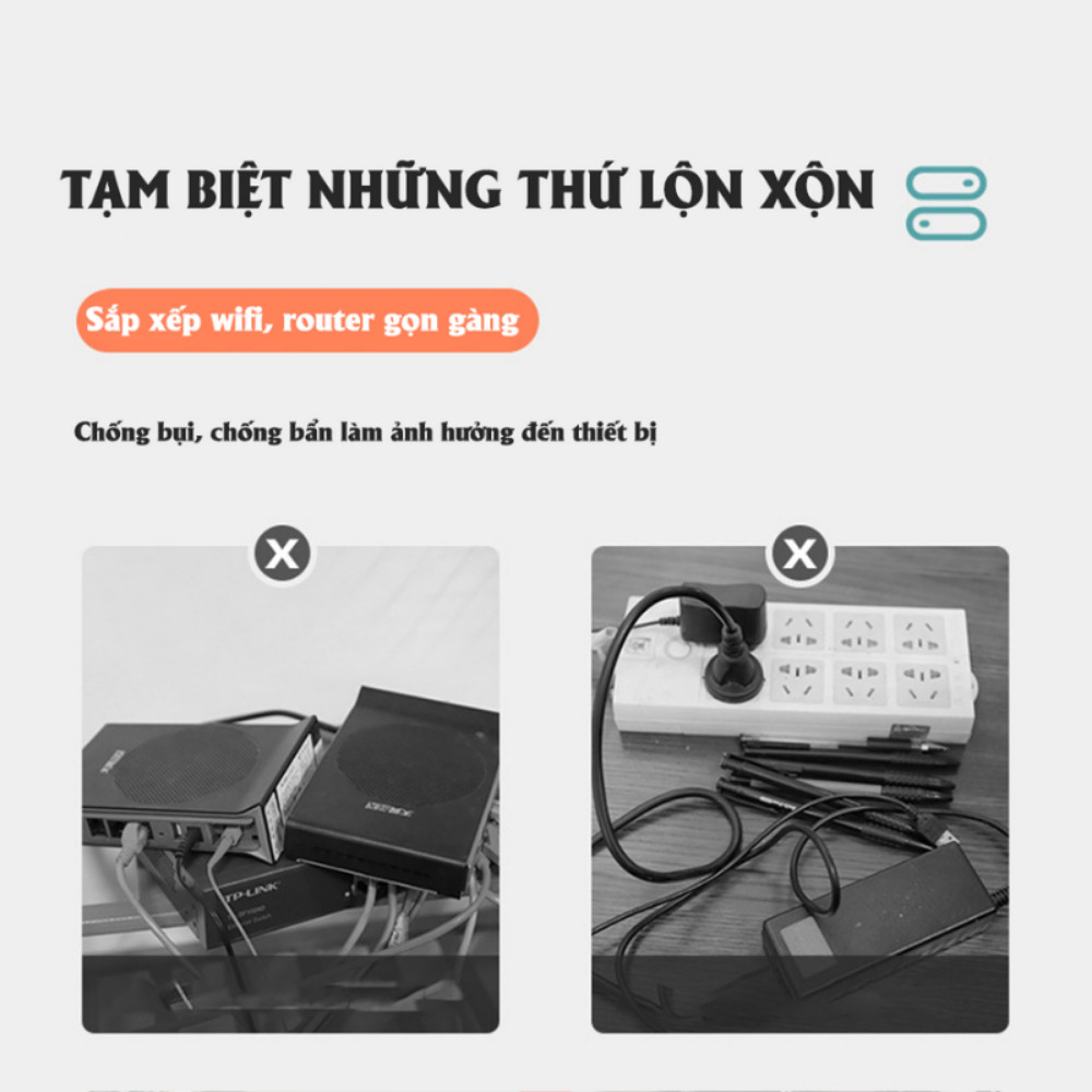 Hộp Đựng WiFi Treo Tường HomeMate, Kệ Để Modem, Đầu Kỹ Thuật Số, Ổ Cắm Điện Gọn Gàng Chất Liệu ABS Cao Cấp