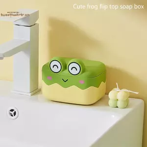 TRTR Thoát Nước Hộp Xà Phòng Dễ Thương Hình Ếch Di Động Nhựa Hộp Động Vật Chống Trơn Trượt Phòng Tắm Trang Trí Nhà Cửa Chất Liệu PP Giá Đỡ Tắm VN