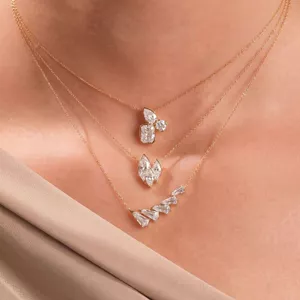 Shuling sang trọng tối giản vòng cổ nhiều đá cắt mũi tên không đều thiết kế cười vòng cổ thanh lịch đính kim cương