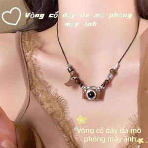 Vòng cổ mặt máy ảnh màu nâu, phù hợp phong cách hip-hop, phụ kiện thời trang cao cấp