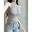 Mùa hè Phong cách mới Phong cách Trung Quốc mới Khóa màu cầu vồng Tấm lót ngực một mảnh Áo Vest dệt kim Hot Girl Pure Desire American Top