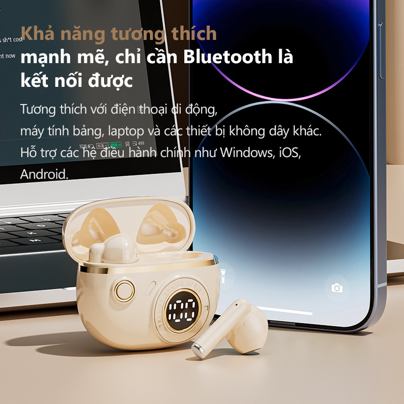 [Hàng có sẵn] Tai nghe không dây Bluetooth 5.4 Tai nghe TWS 360° ACS Âm thanh không gian ENC Màn hình LED khử tiếng ồn Tai nghe chơi game có độ trễ thấp cho iPhone Android