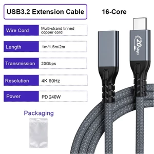 Cáp USB3 2 Loại C bện độ bền WU để truyền Video 4K sạc nhanh