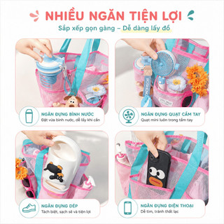 Túi Lưới PVC Đựng Đồ Du Lịch Cỡ Lớn, Túi Tote Trong Suốt Chống Thấm Đựng Đồ Đi Biển, Đi Bơi Tiện Lợi