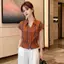 Áo sơ mi ngắn tay kẻ sọc thời trang cổ điển dành cho nữ mùa hè Phong cách mới hẹp dáng ôm hơn có ve áo phù hợp cho mọi trận đấu Tây nhỏ
