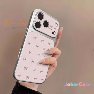 Ốp Lưng Cho IPhone 15 17 16 11 13 14 12 Pro Max 16 7 15 14 8 Plus Bìa giả da họa tiết vải thiều Sweet Bow