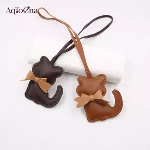 AqToCna Mèo Móc Khóa Túi Quyến Rũ Đáng Yêu Thắt Nơ Chi Tiết Món Quà Hoàn Hảo Túi Da PU Mặt Dây Chuyền Phụ Kiện AqToCna