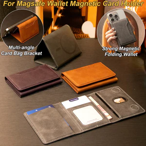 Hộp đựng thẻ da đa năng Hộp đựng thẻ từ tính mạnh, hỗ trợ magnetic cho iPhone 17 / 16 / 15 / 14 / 13 / 12 Pro Max và cho Samsung S25 / S24 / S23, vỏ điện thoại từ tính, phụ kiện.