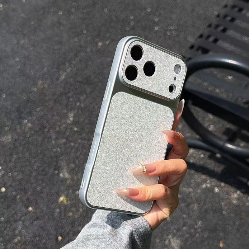 Ốp Lưng Cho IPhone 14 17 11 13 16 15 12 Pro Max Air 14 15 16 13 Plus Tối Giản Lychee Da Họa Tiết Cảm Giác Da Mềm Bao