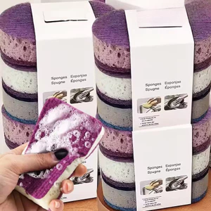 Mới 3 Cái / bộ Dày Mật Độ Cao Làm Sạch Nhà Bếp Bọt Biển Lau Có Thể Tái Sử Dụng Bền Bọt Biển Rửa Bát
