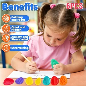 Mới 6 Chiếc Silicon Họa Tiết Lo Lắng Đá 6 Bộ Đồ Chơi Fidget Giảm Căng Thẳng Cảm Giác Bỏ Túi Đá Dành Cho Trẻ Em Người Lớn Lo Âu Tập Trung Làm Mát