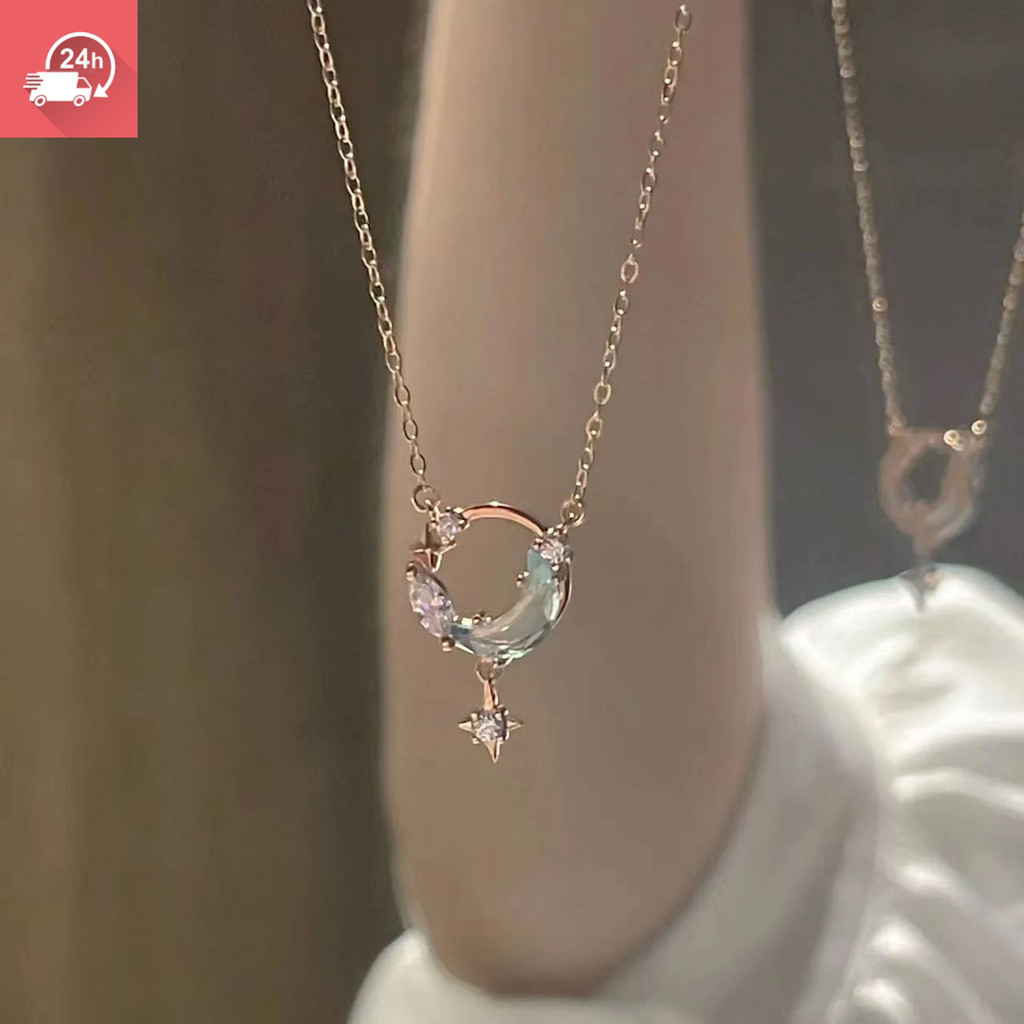 Mặt dây chuyền hình học mặt trăng sao khí chất thời trang Vòng cổ nữ cá tính và đa năng