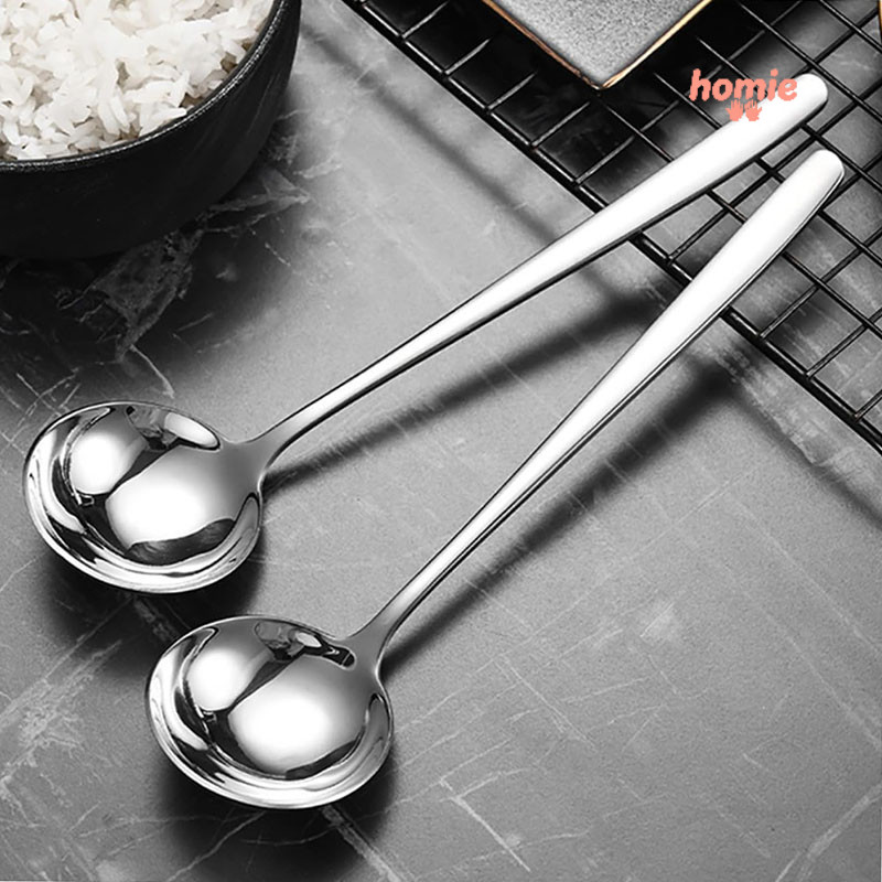 Muỗng thép không gỉ đáy phẳng đầu tròn dùng trong gia đình và cho trẻ em. Muỗng cơm cho trẻ em.
