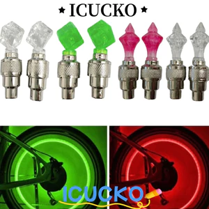 ICUCKO 2 Chiếc Đèn LED Bánh Xe Đạp, Đèn Flash Đa Sắc Lốp Van Nắp Đèn, Hình Đá Quý Đa Năng Chống Nước Đèn Neon Phụ Kiện Ô Tô