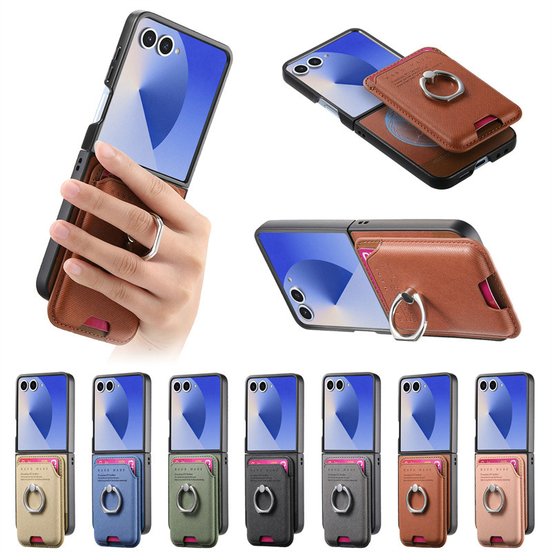 2 Trong 1 Thẻ Từ Tính Có Thể Tháo Rời Solt Ví Giá Đỡ Nhẫn Cao Bồi Dành Cho Samsung Galaxy Z Flip 7 6 5 4 3 5G Túi Bao
