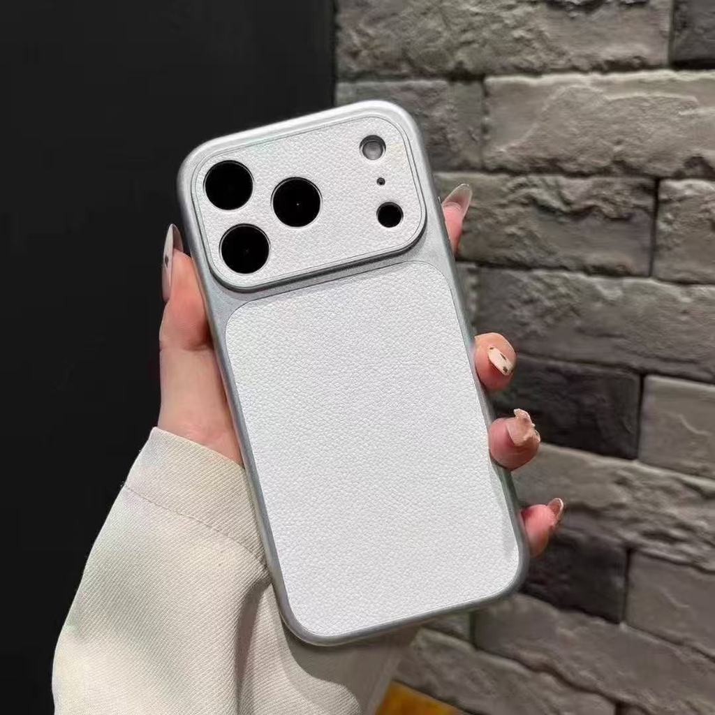 Ốp iPhone mới, mạ họa tiết da vải thiều thời trang, tương thích với iPhone 17 16 15 14 13 12 11 Pro Max Plus Air XR