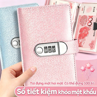 Sổ tiết kiệm đựng tiền thử thách 100 ngày lấp lánh có khóa bảo vệ quản lý chi tiêu thông minh đẹp