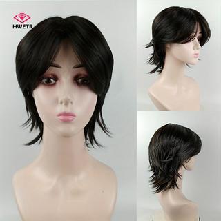 HWETR Mullet Đầu Tóc Giả Cosplay Dành Cho Nam Nữ Anime Tổng Hợp Ngắn Thẳng Đuôi Sói Giả Nhiệt Độ Cao Đảng Tóc Giả Với Bangs Fringe