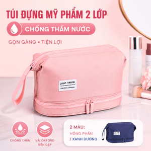 Túi đựng Mỹ Phẩm 2 Ngăn, Thiết Kế Thông Minh, Chống Thấm Nước, Gọn Gàng, Phong Cách Du Lịch