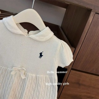 Bé Gái Preppy Phong Cách Thêu Cổ Búp Bê Dễ Thương Dệt Kim Đầm Công Chúa Bé Gái Mùa Hè Mỏng Dệt Kim Đầm