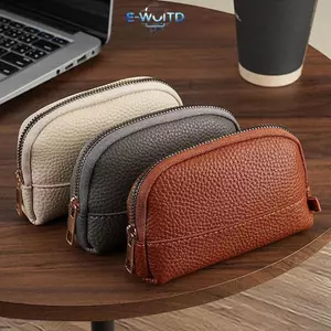 E-WOITD Vintage Ví Đựng Tiền Xu Màu Trơn Tối Giản Túi Chìa Khóa Lipsti Tai Nghe Túi Bảo Quản Hàng Ngày Dây Kéo Di Động Túi Ly Hợp Ví Nhỏ E-WOITD